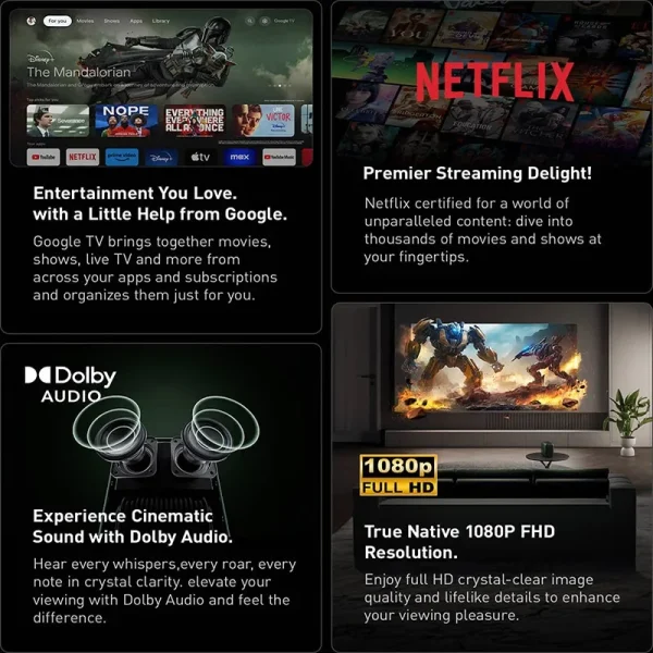 Formovie Xming Page One 1080P Mini Projector With Google TV Netflix